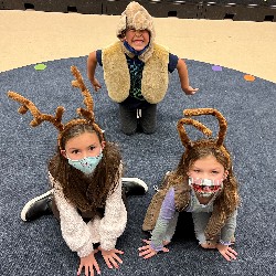 TDVA drama students dressed as a lion and elk.